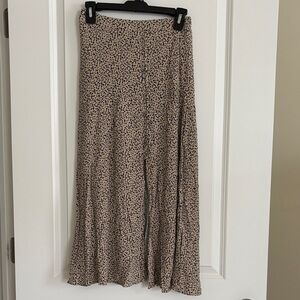 American Eagle Beige Dot Print A-Line Maxi Skirt